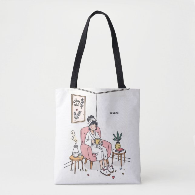 Bolsa Tote Personalized Cozy Daughter Gift Cute Self Care (Frente)