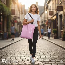 Bolsa Tote Personalized Custom Name Designer Light Pink