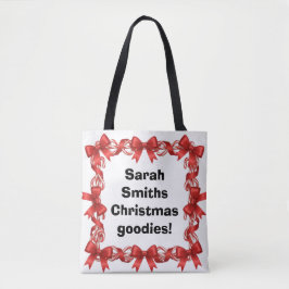 Bolsa Tote Personalized Cute Candy Canes & Ribbons -