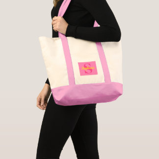 Bolsa Tote Personalized Cute Girly Monogram Pink