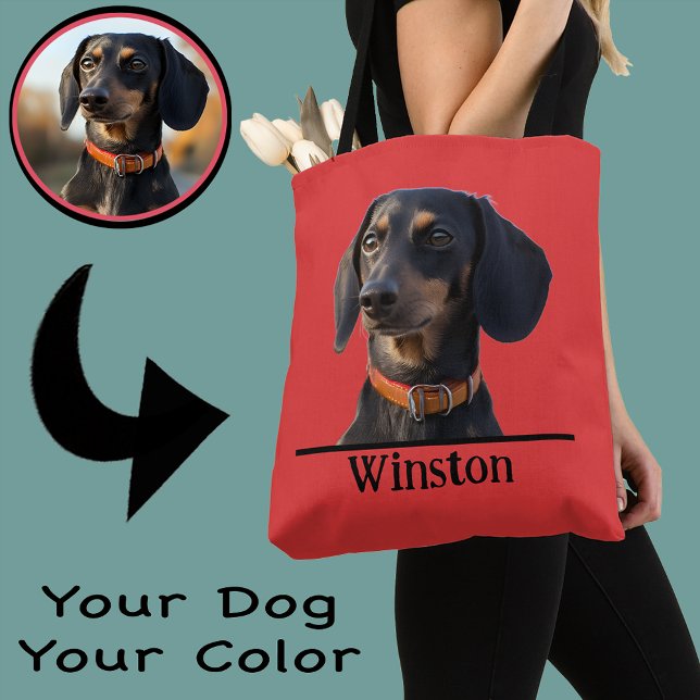 Bolsa Tote Personalized Dachshund Tote–Custom Pet Portrait (Criador carregado)