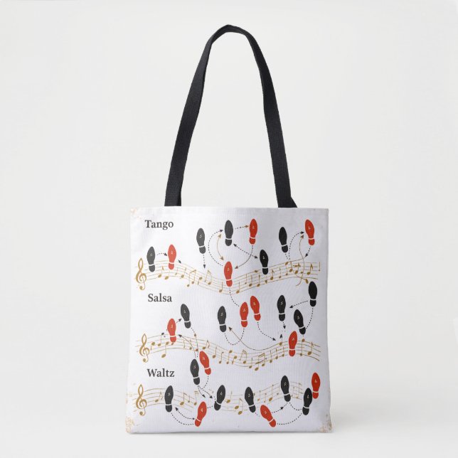 Bolsa Tote Personalized Dance Steps Music Art Retro Chic Gift (Frente)
