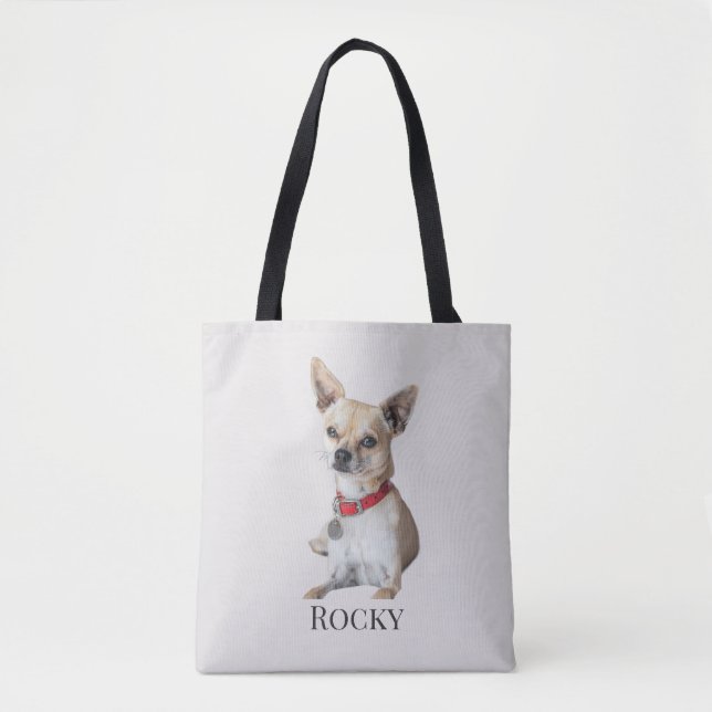 Bolsa Tote Personalized Dog Photo | Custom Pet Name  (Frente)
