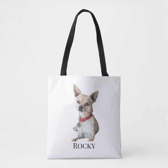 Bolsa Tote Personalized Dog Photo | Custom Pet Name  (Frente)