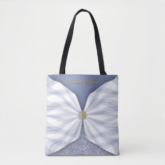 Bolsa Tote Personalized Dusty Blue Jewel Textile Illusion