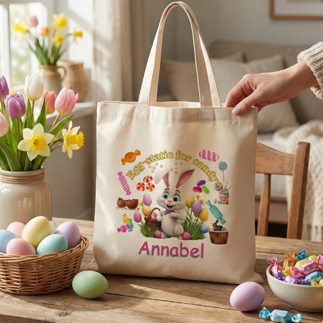 Bolsa Tote Personalized Easter Bunny Candy (Criador carregado)