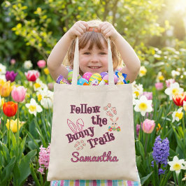 Bolsa Tote Personalized Follow the Bunny Trails Easter