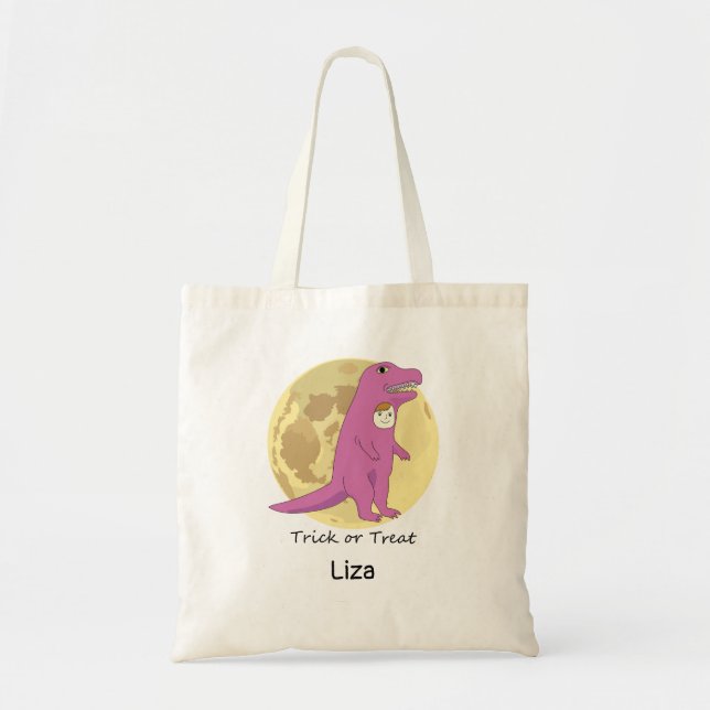 Bolsa Tote Personalized Halloween T-rex girl costume (Frente)