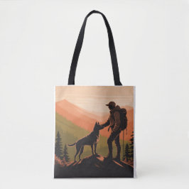 Bolsa Tote Personalized Hiker & Dog Mountain Sunset 