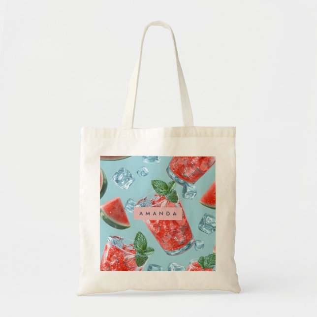 Bolsa Tote Personalized Juicy Watermelon Mint Sparkle (Frente)