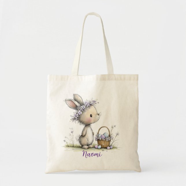 Bolsa Tote Personalized Kids Easter Tote Bag (Frente)