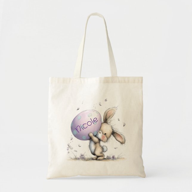 Bolsa Tote Personalized Kids Easter Tote Bag (Frente)