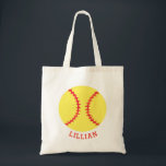 Bolsa Tote Personalized Kids Softball Yellow Sport Tote Bag<br><div class="desc">Personalized Kids Softball Yellow Sport Tote Bag. Cute sports-themed tote bag. Personalize with child's name in curved font below softball. Great for softball lovers and goody bags for sports-themed parties.</div>