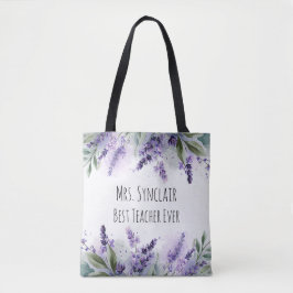 Bolsa Tote Personalized Lavender Flowers Teacher Appreciation