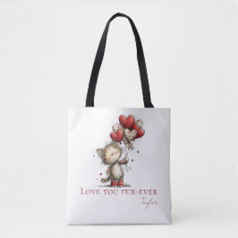 Bolsa Tote Personalized Love You Fur-Ever Cat & Balloons