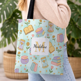 Bolsa Tote Personalized Magic Books Girly Mint Green School