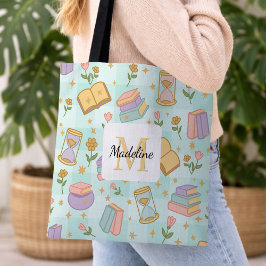 Bolsa Tote Personalized Magic Books Girly Mint Green School