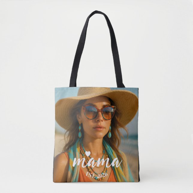 Bolsa Tote Personalized Mama Est Year Custom Gift For Mommy (Frente)