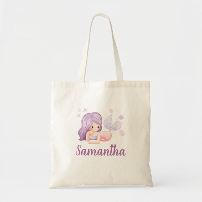 Bolsa Tote Personalized Mermaid Princess Cute Tote Bag (Frente)