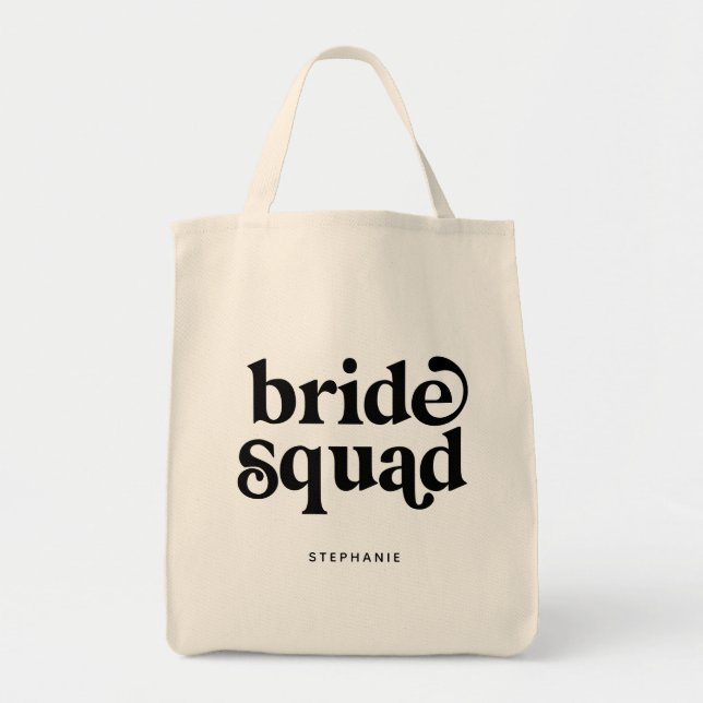 Bolsa Tote Personalized Minimal Bride Squad Tote Bag (Frente)