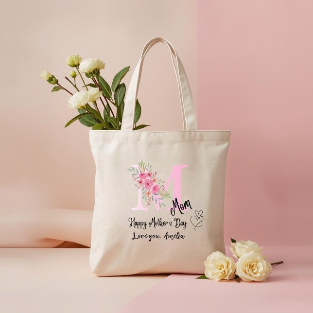 Bolsa Tote Personalized Mom Initial Tote Bag (Criador carregado)