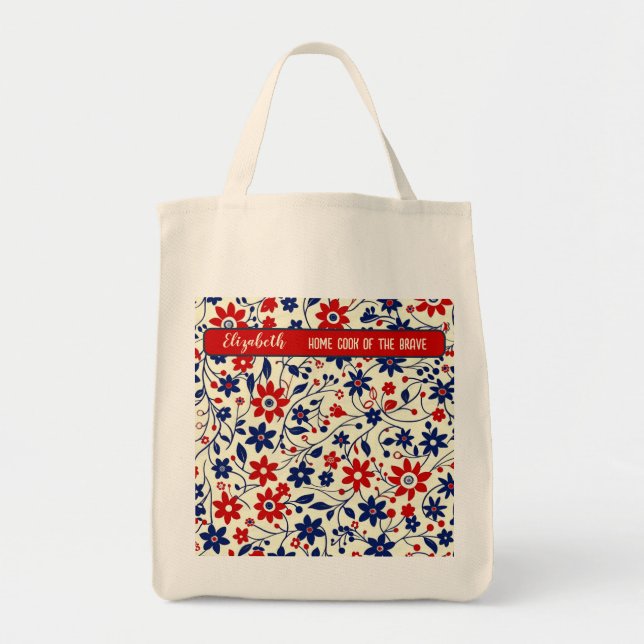 Bolsa Tote Personalized Mom Patriotic Wildflower Market (Frente)