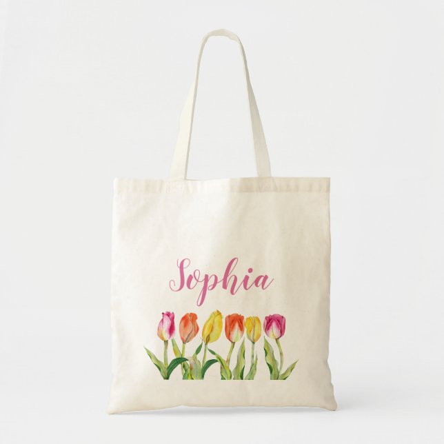 Bolsa Tote Personalized Name Floral (Frente)
