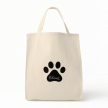 Personalized Name Paw Print Reusable Grocery
