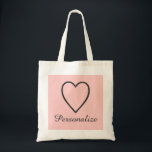 Bolsa Tote Personalized pale pink and gray heart tote bag<br><div class="desc">Personalized pale pink and gray heart tote bagwedding tote bag. Classy heart icon bridesmaid tote bags. Personalizable totes for team bride and brides entourage. Stylish design with custom background color and custom name or monogram. Make one for bride, bridesmaids, flower girl, maid of honor, matron of honor, mother of the...</div>