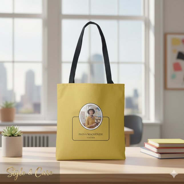 Bolsa Tote Personalized Photo and Name with Job Title M Gold (Personalized Photo and Name with Job Title M Gold Tote Bag)
