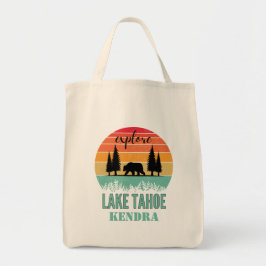 Bolsa Tote Personalized Retro Lake Tahoe California Bear 