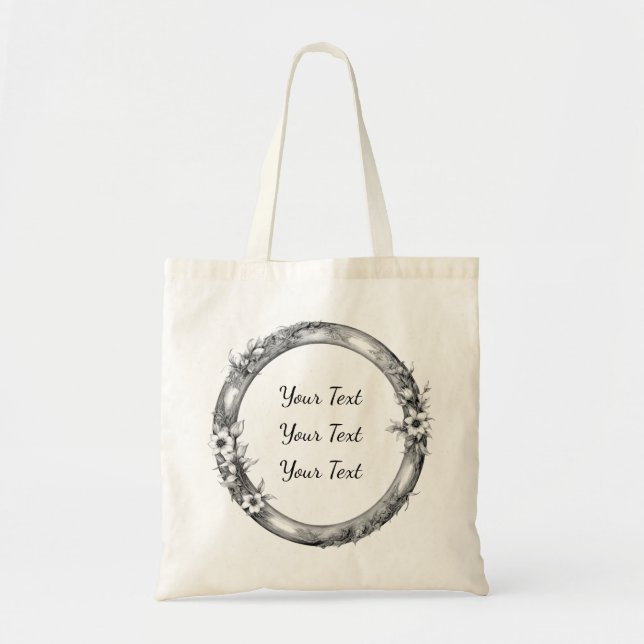 Bolsa Tote Personalized Rustic Floral Frame Tote (Frente)
