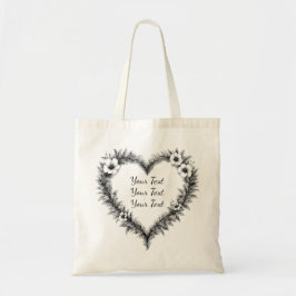 Bolsa Tote Personalized Rustic Heart Wreath Tote