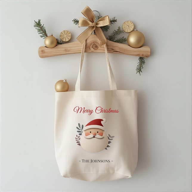 Bolsa Tote Personalized Santa Christmas – Holiday Tote Bag (Criador carregado)