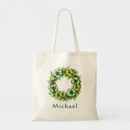 Bolsa Tote Personalized Shamrock Wreath Botanical Tote Bag