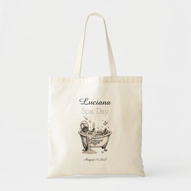 Bolsa Tote Personalized Spa Day Tote Bag - Custom Name (Frente)