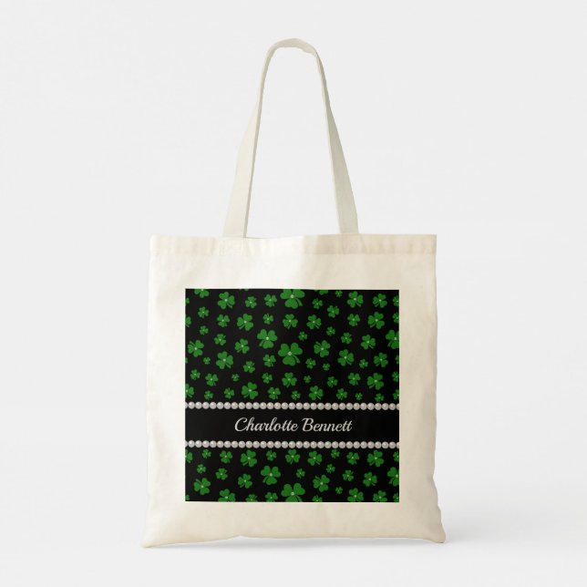 Bolsa Tote Personalized St. Patrick’s Day Shamrock with Pearl (Verso)