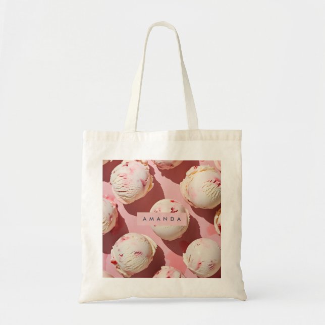 Bolsa Tote Personalized Strawberry Cream Swirl Aesthetic (Frente)