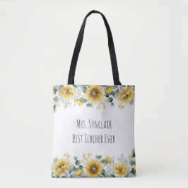 Bolsa Tote Personalized Sunflower Teacher Thank You