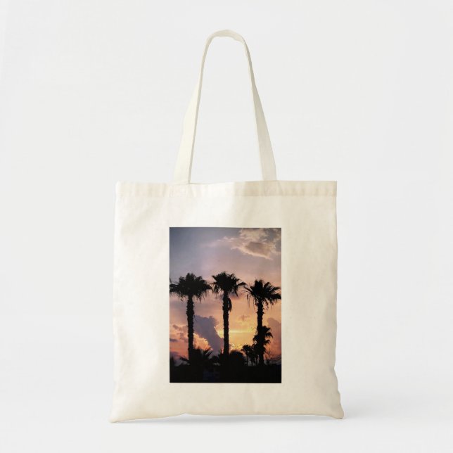 Bolsa Tote Personalized Sunset Palm Tree | Custom Quote Beach (Frente)