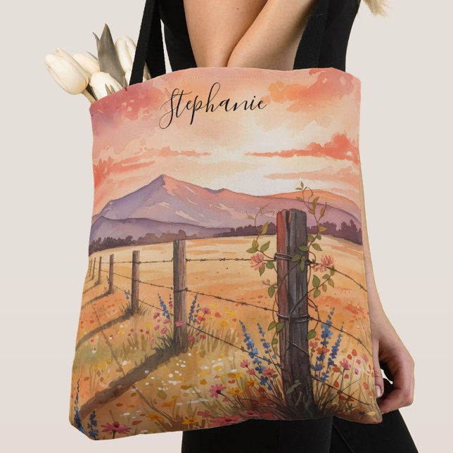 Bolsa Tote Personalized Sunset Wildflower (Criador carregado)
