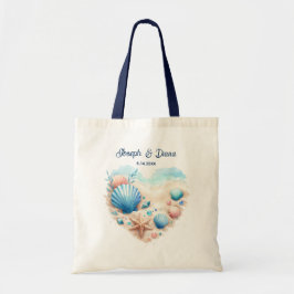 Bolsa Tote Personalized Valentine Anniversary Seashell Heart
