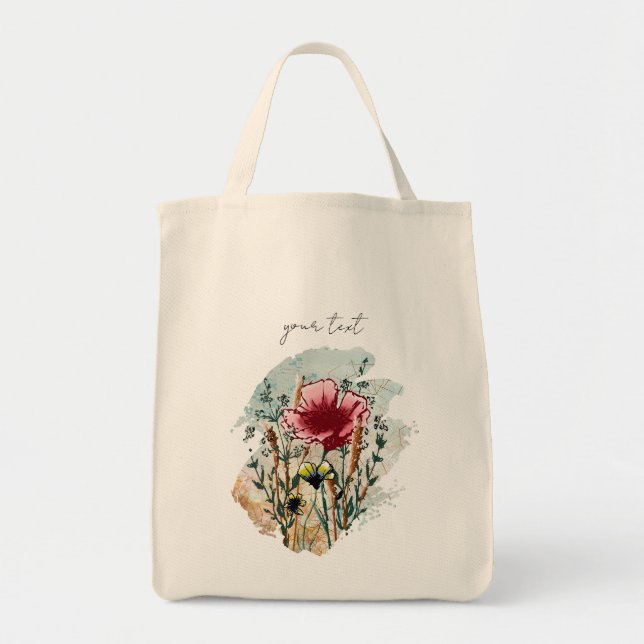 Bolsa Tote Personalized Wildflower Paint Splatter Tote Bag (Frente)