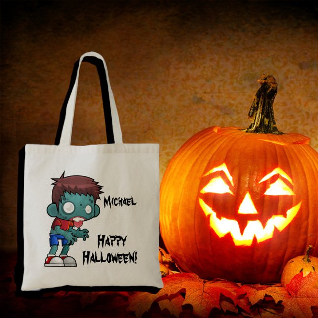 Bolsa Tote Personalized Zombie Trick or Treat (Criador carregado)