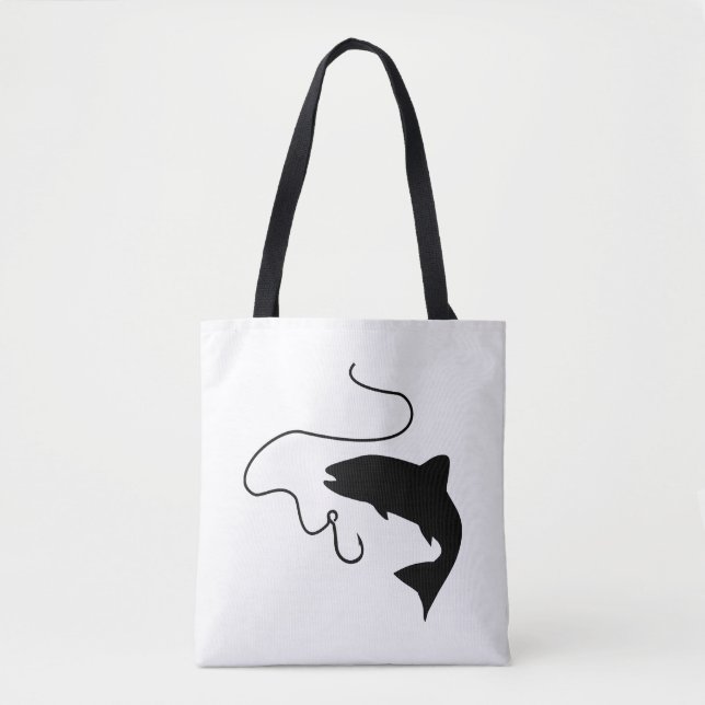 Bolsa Tote Pesca, peixe e anzol (Frente)