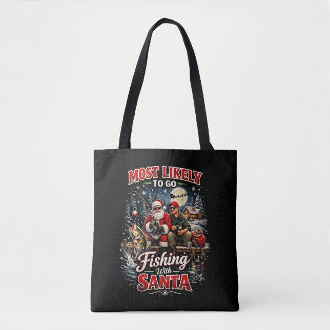 Bolsa Tote Pescando com Papai Noel (Frente)