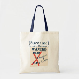 Bolsa Tote Pesquisa da Família [Sobrenome] (Cartaz de Procura