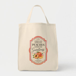 Bolsa Tote Pêssegos Vintage Frutas a Doçura Citação