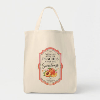Bolsa Tote Pêssegos Vintage Frutas a Doçura Citação