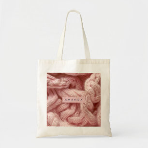 Bolsa Tote Pessoal Personalizado Rosa Tricot Cablado